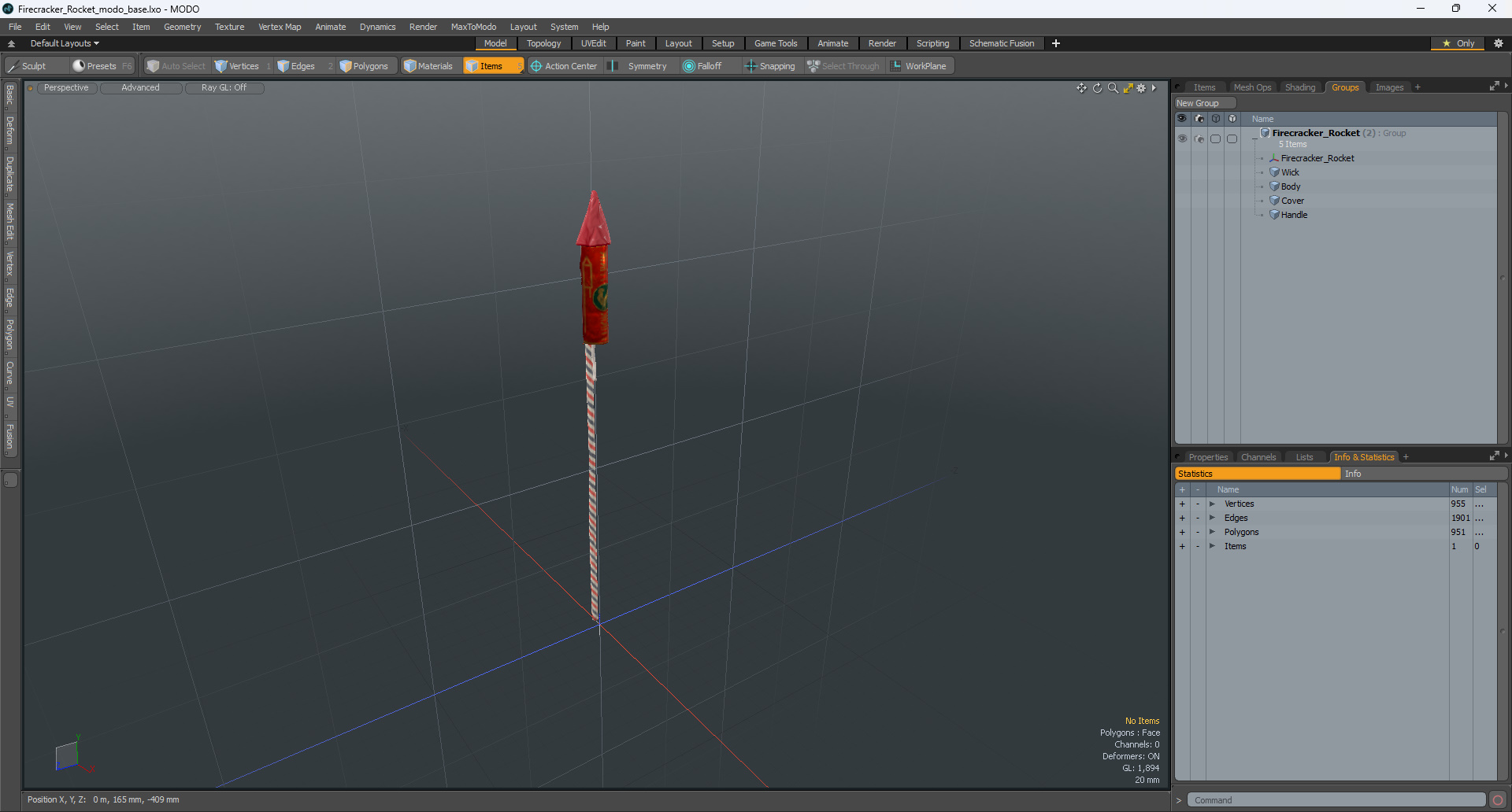 3D Firecracker Rocket model