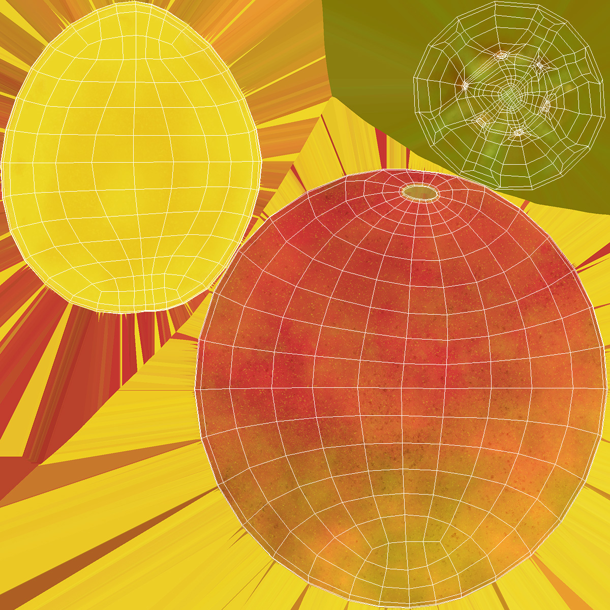 3D model Mango Fruit Half Red
