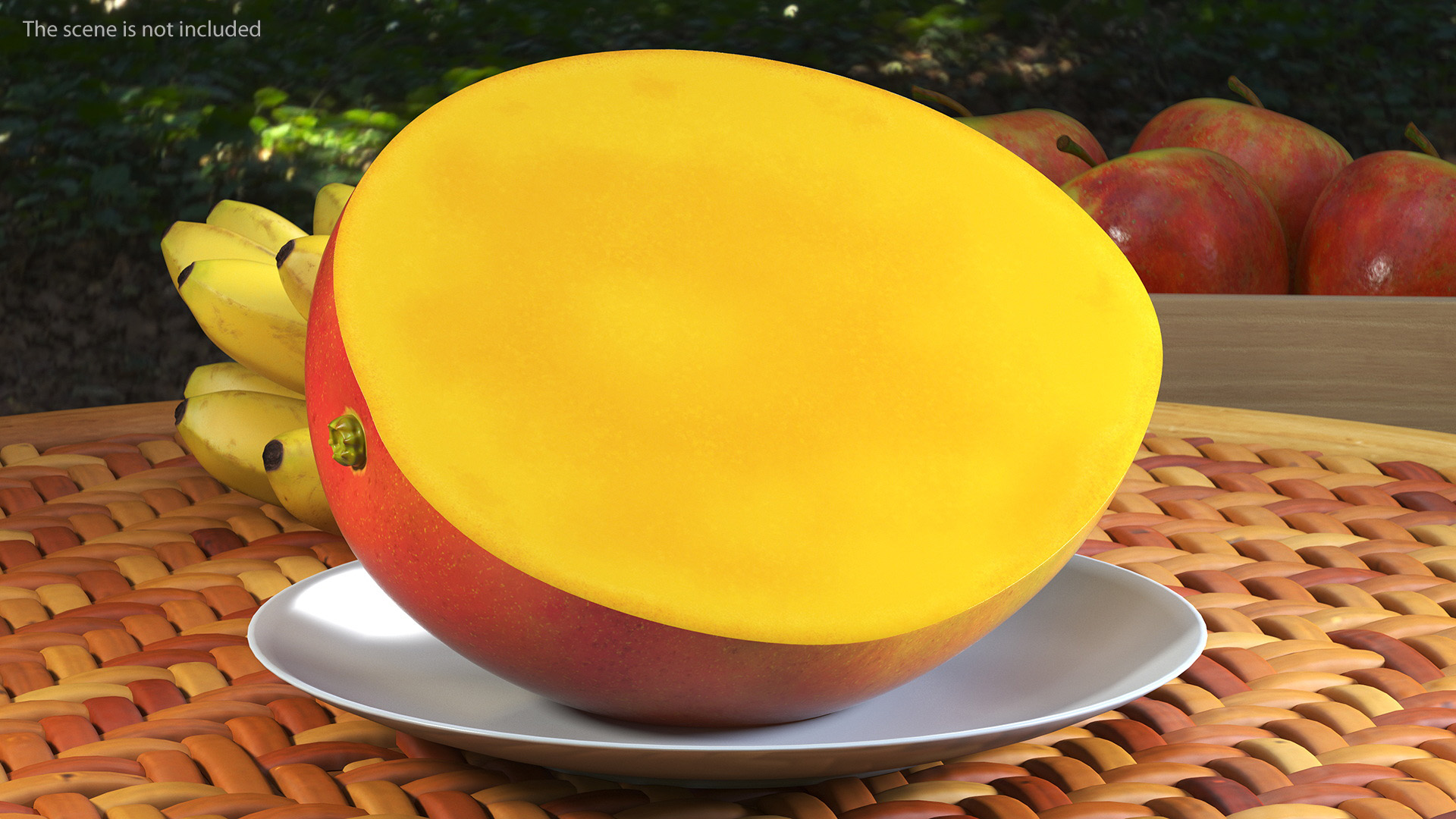 3D model Mango Fruit Half Red