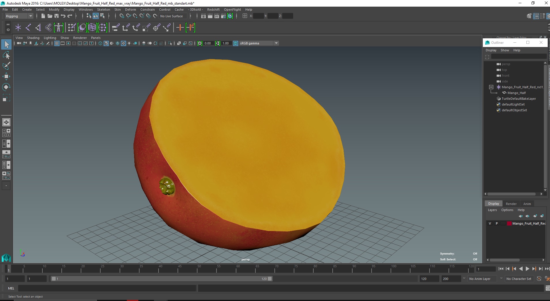 3D model Mango Fruit Half Red