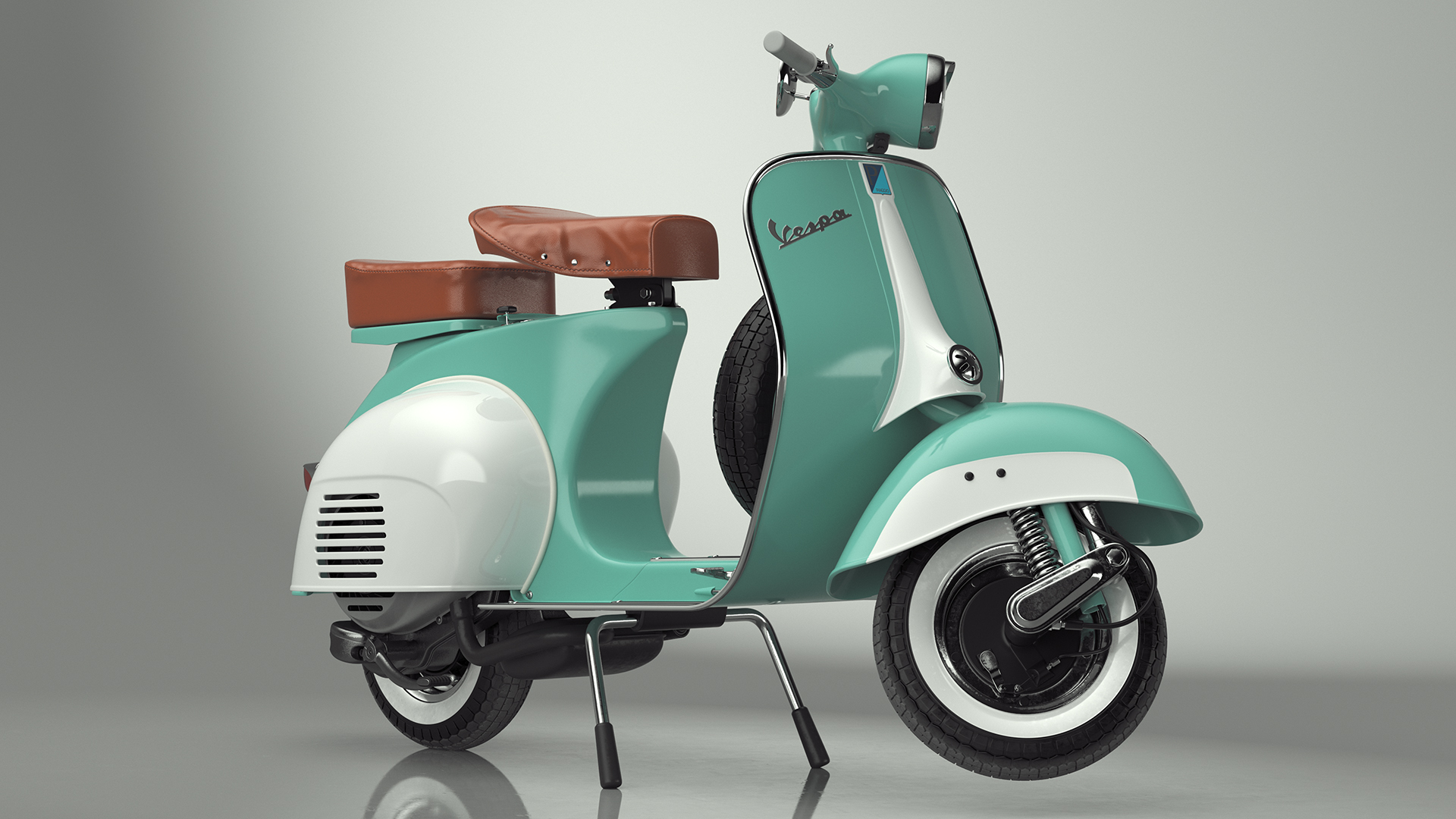 3D Vintage Scooter Vespa 125 Green Rigged model
