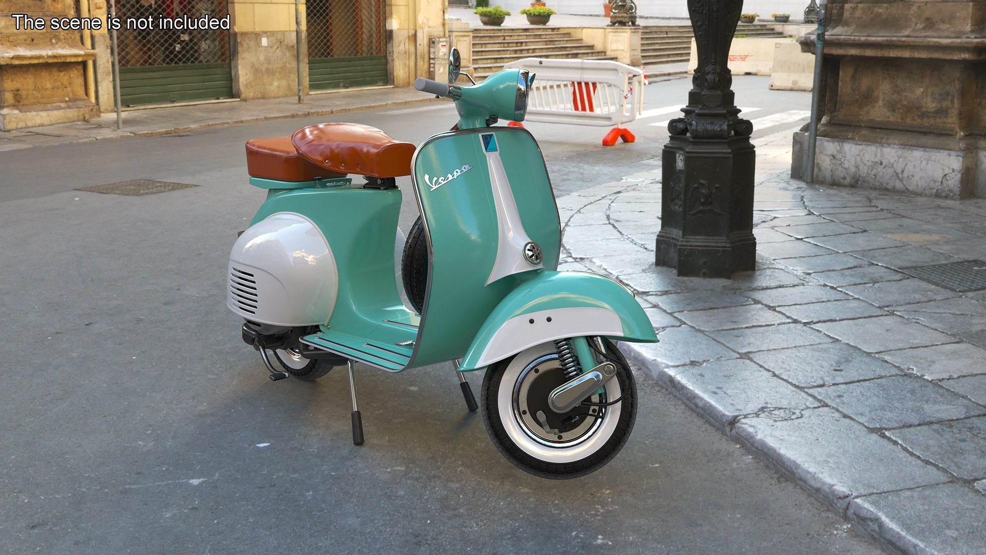 3D Vintage Scooter Vespa 125 Green Rigged model
