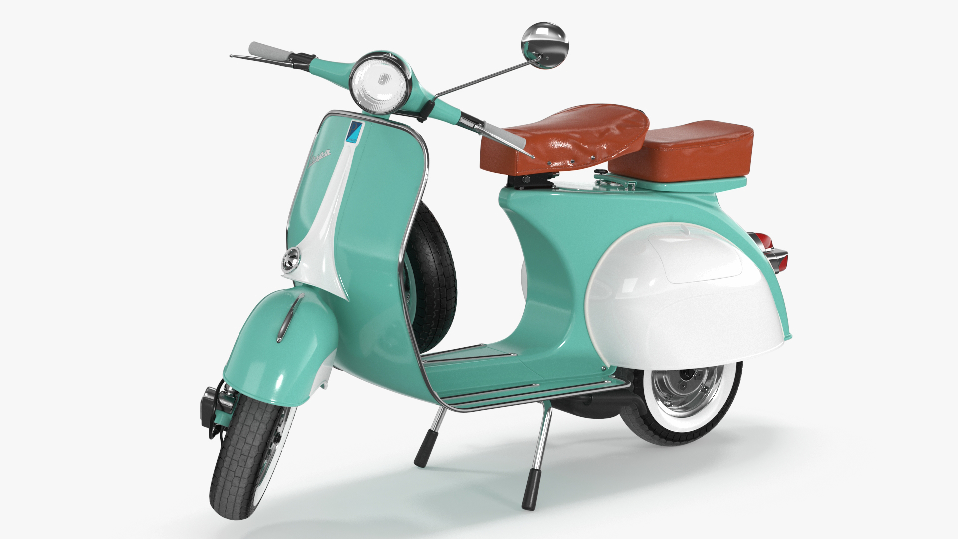 3D Vintage Scooter Vespa 125 Green Rigged model