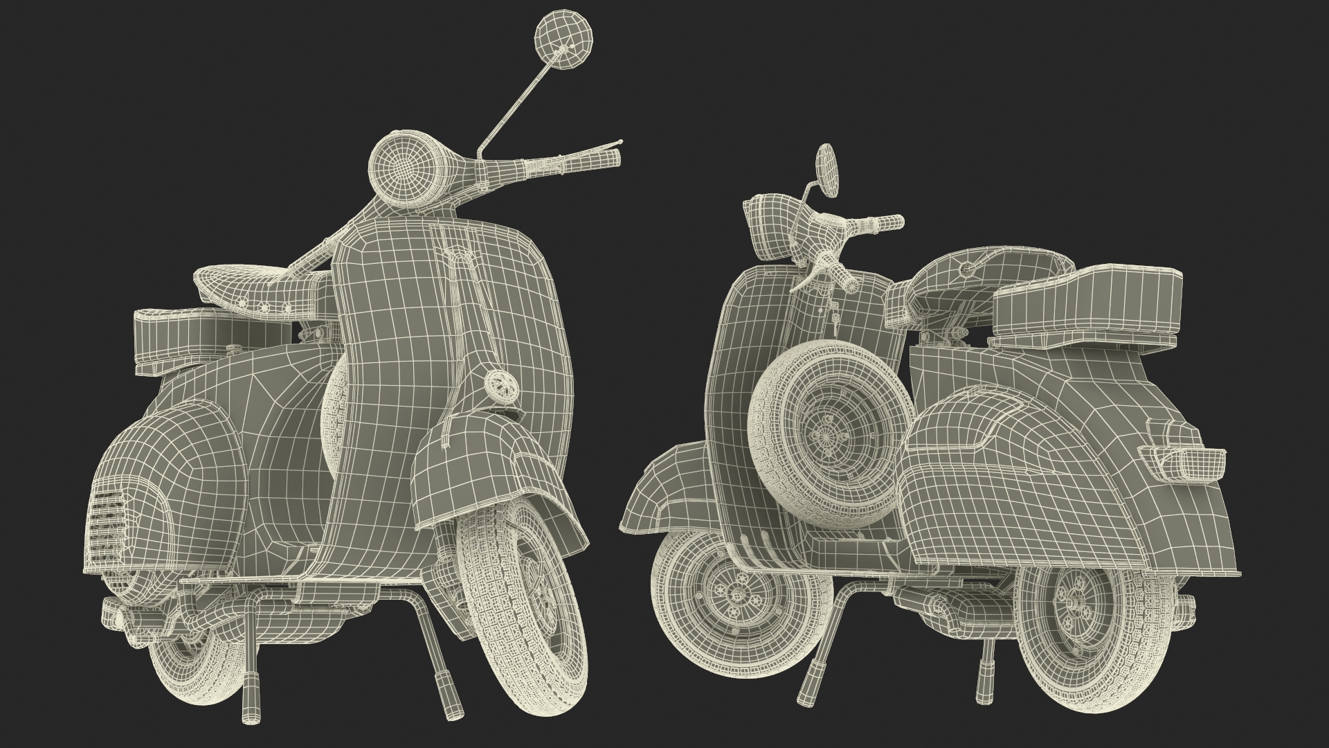 3D Vintage Scooter Vespa 125 Green Rigged model