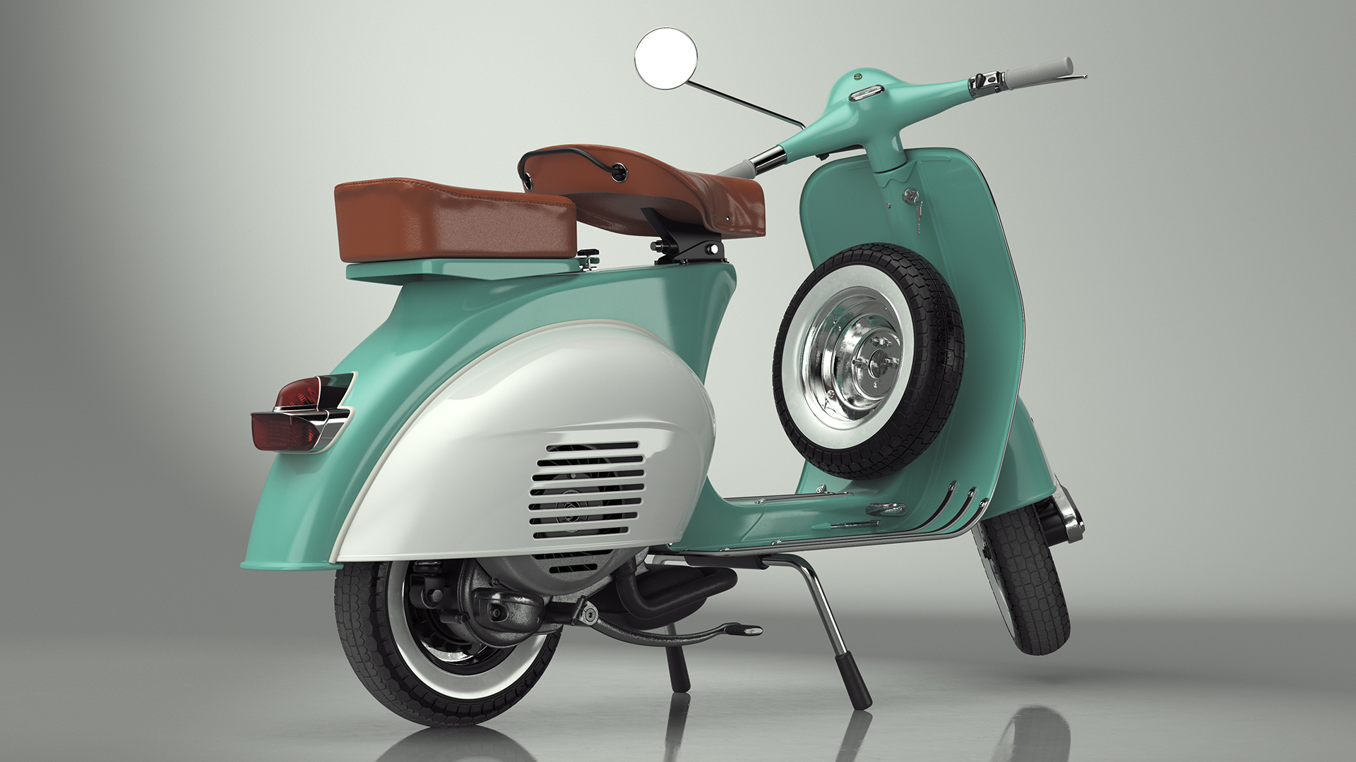 3D Vintage Scooter Vespa 125 Green Rigged model