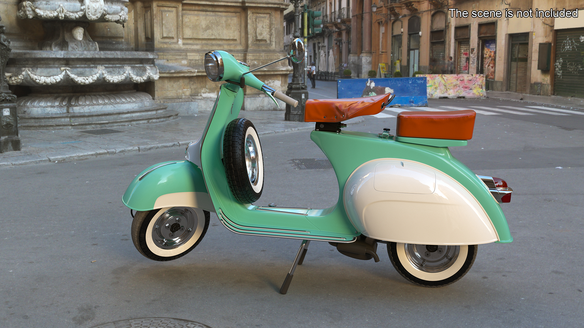 3D Vintage Scooter Vespa 125 Green Rigged model