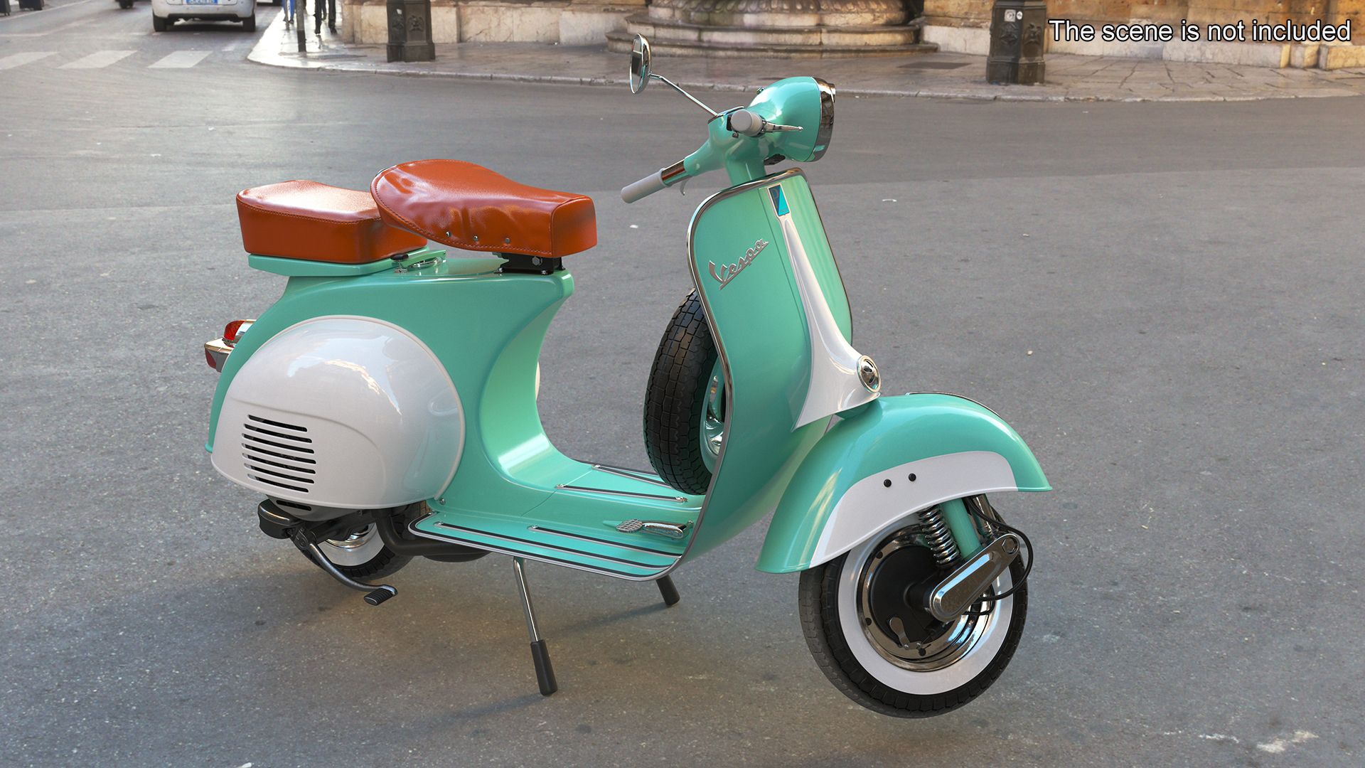 3D Vintage Scooter Vespa 125 Green Rigged model