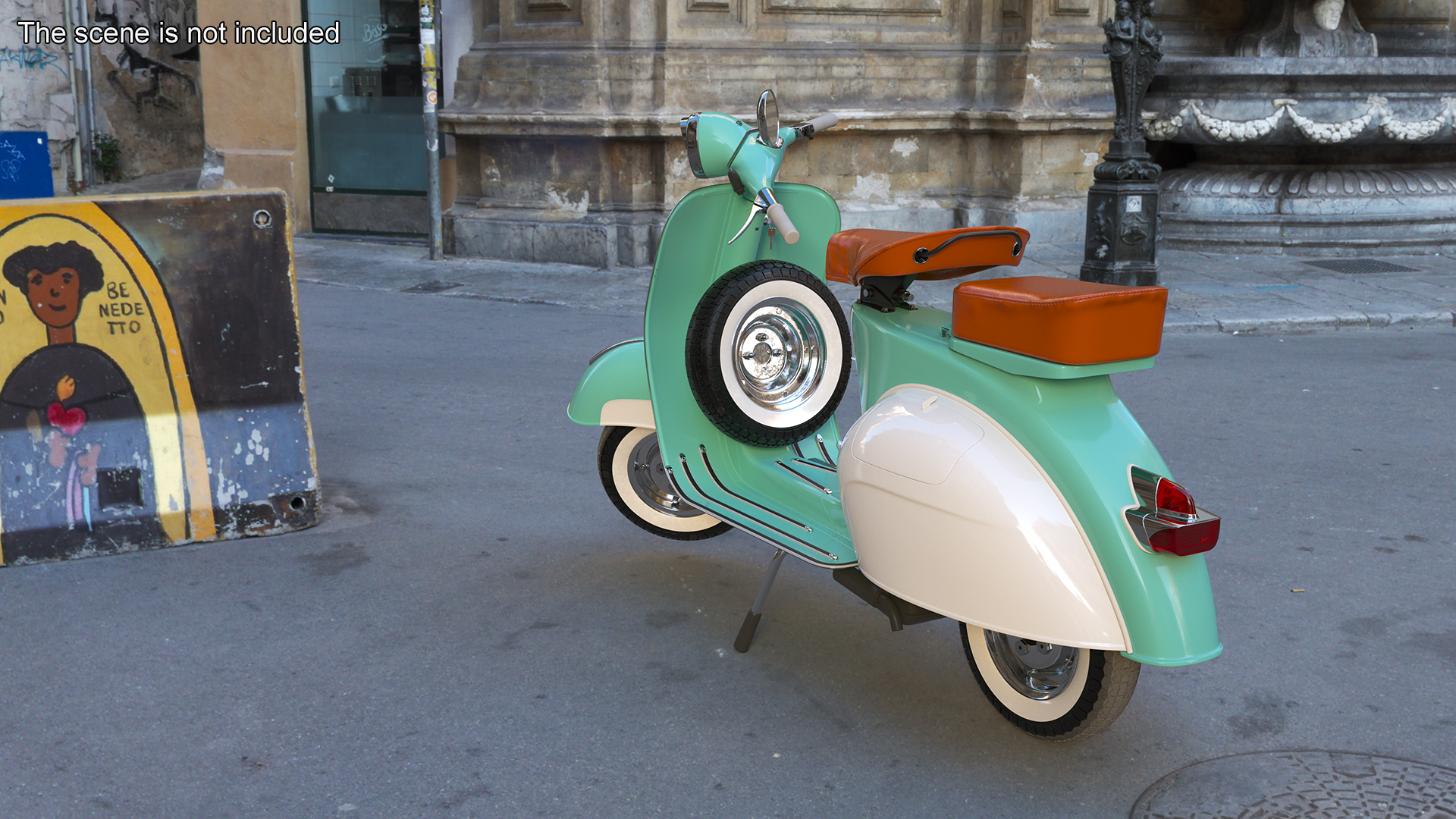 3D Vintage Scooter Vespa 125 Green Rigged model