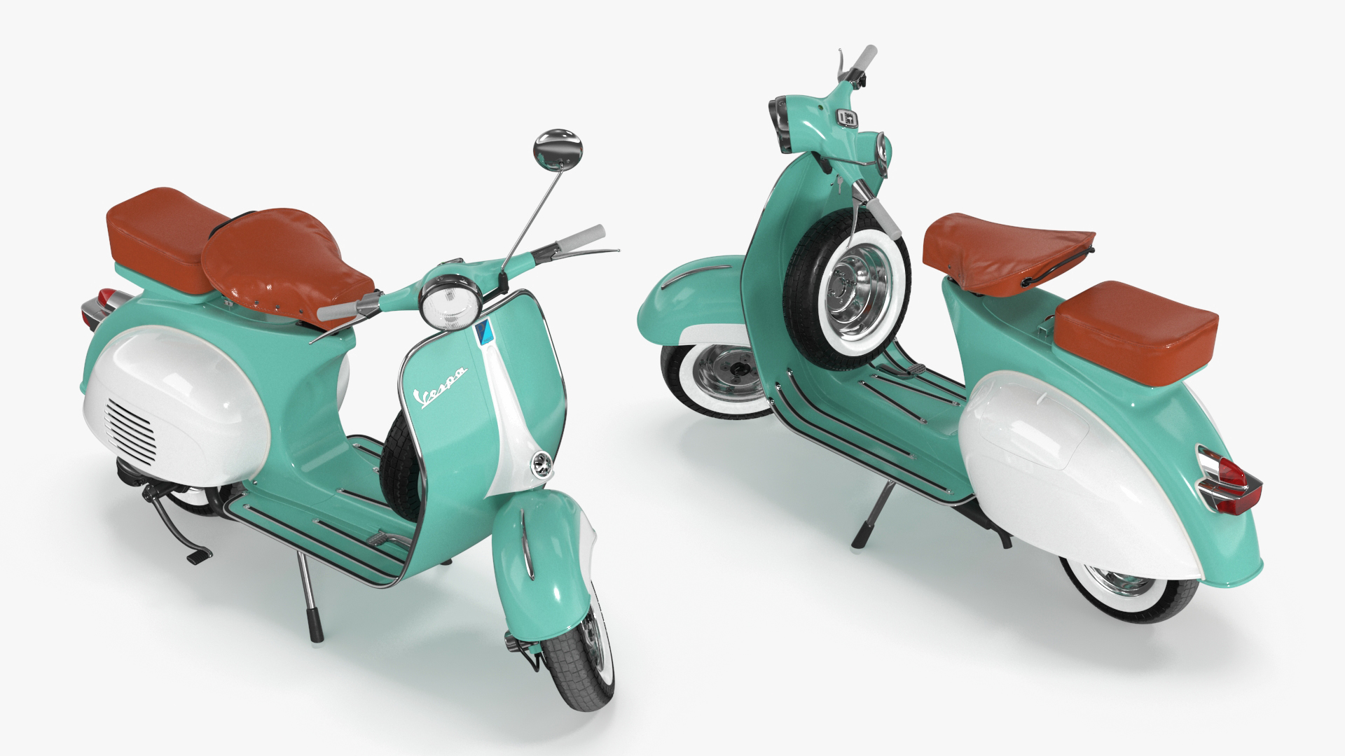 3D Vintage Scooter Vespa 125 Green Rigged model