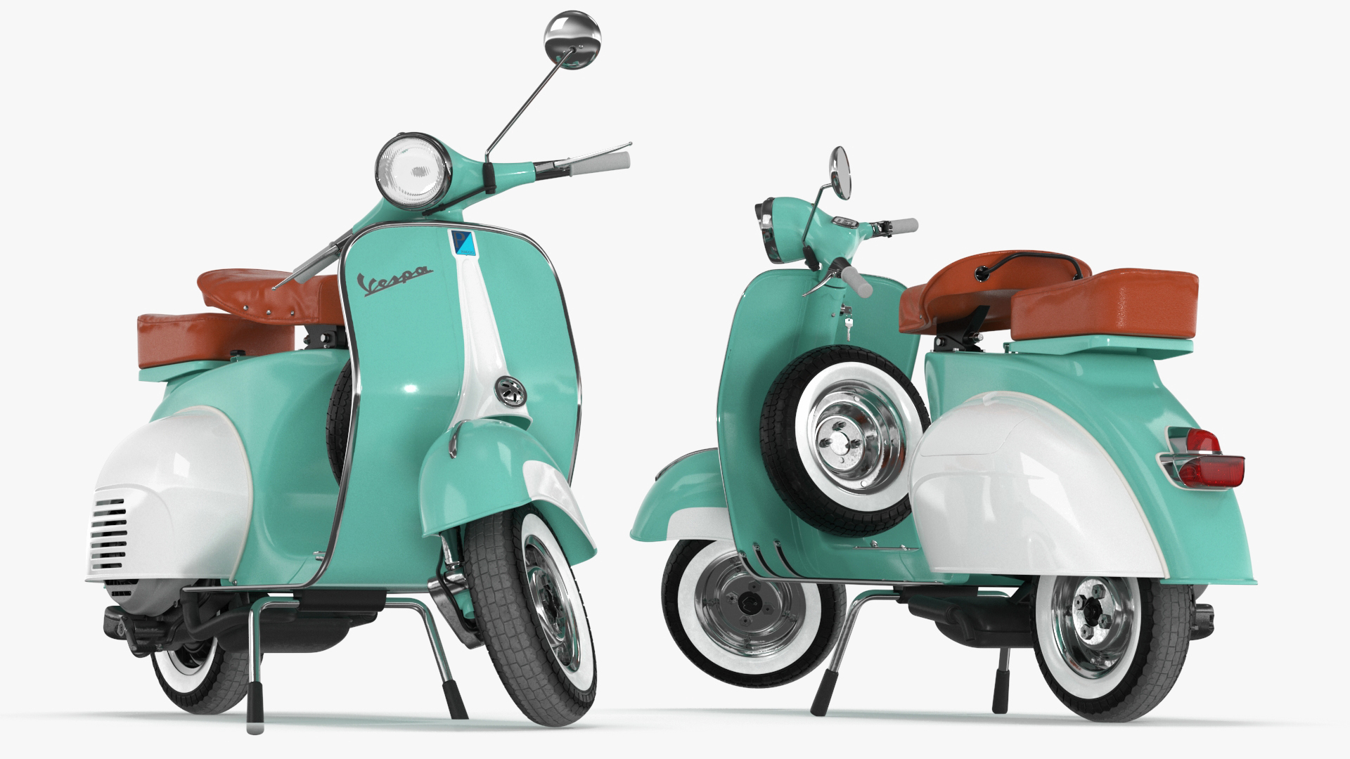 3D Vintage Scooter Vespa 125 Green Rigged model
