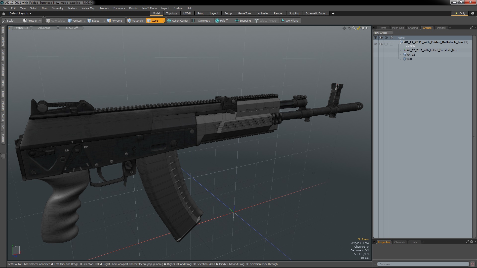 3D Kalashnikov AK-12 2011 with Folded Buttstock New model
