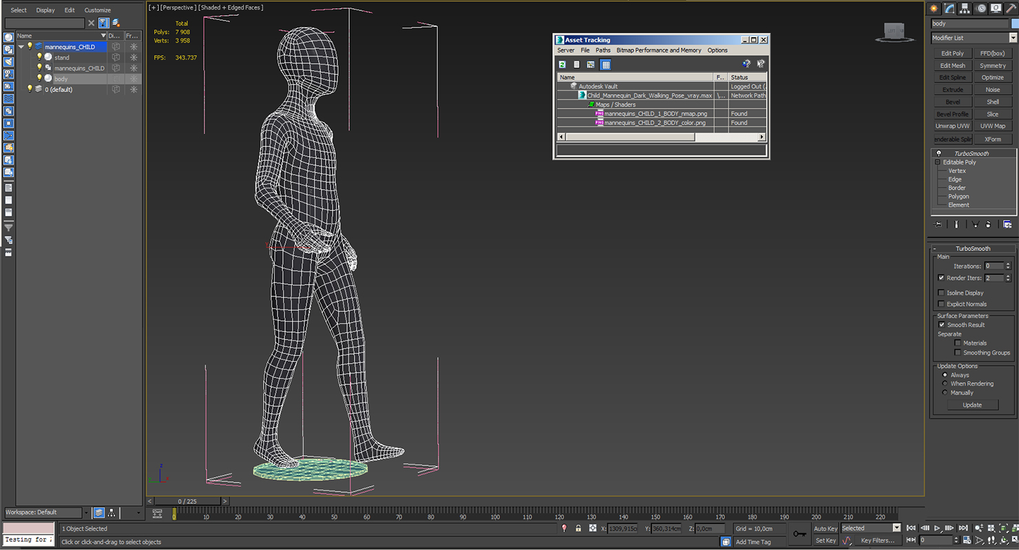 3D Child Mannequin Dark Walking Pose model