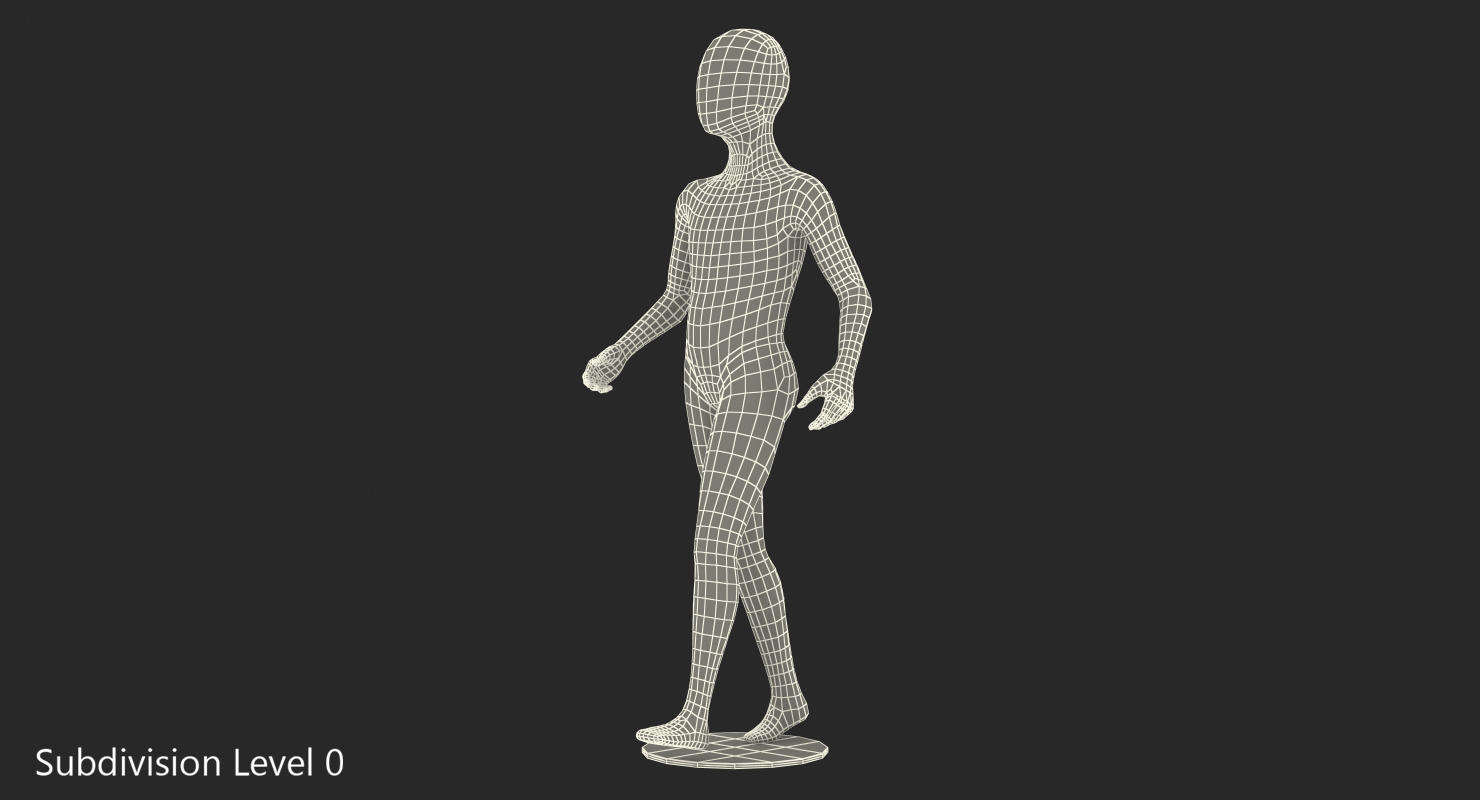 3D Child Mannequin Dark Walking Pose model