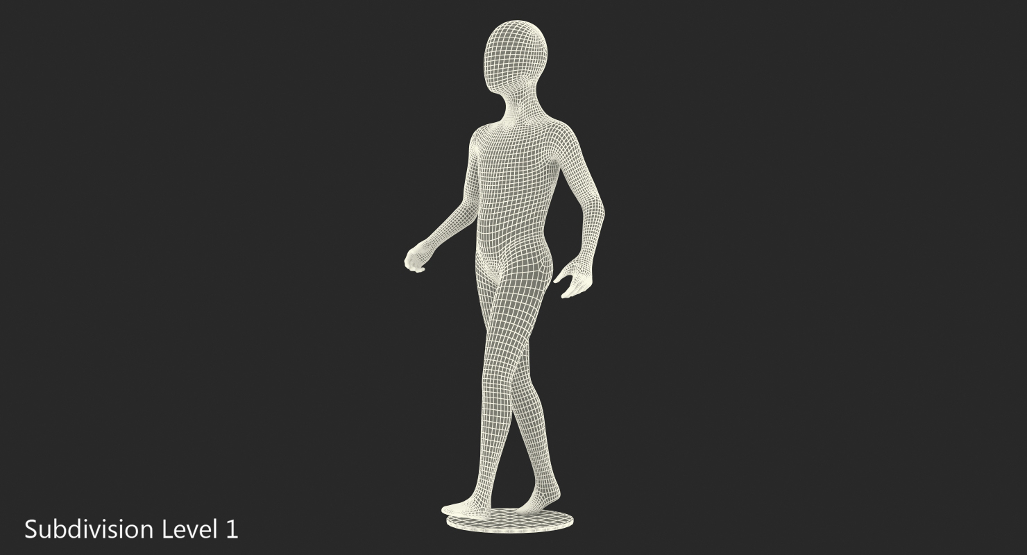 3D Child Mannequin Dark Walking Pose model
