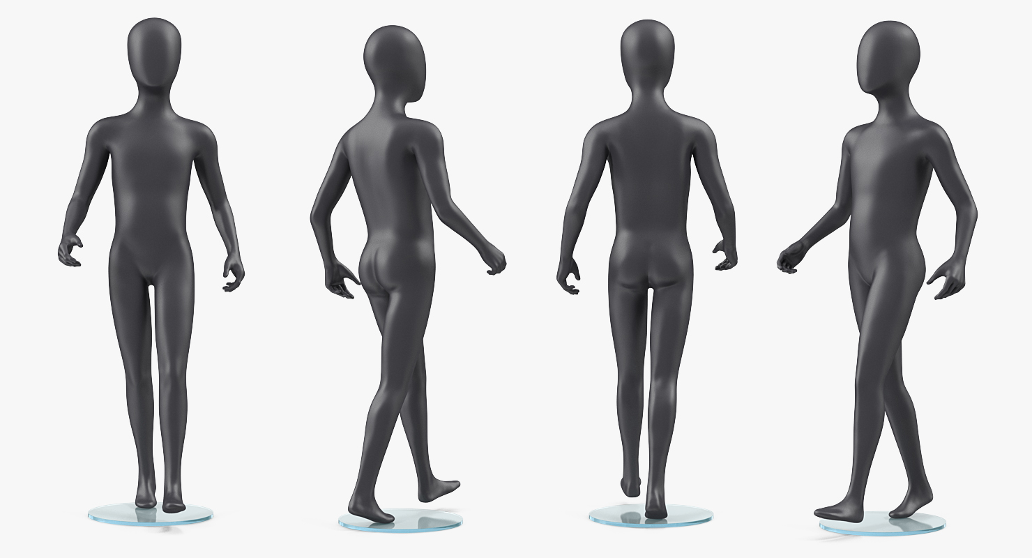 3D Child Mannequin Dark Walking Pose model