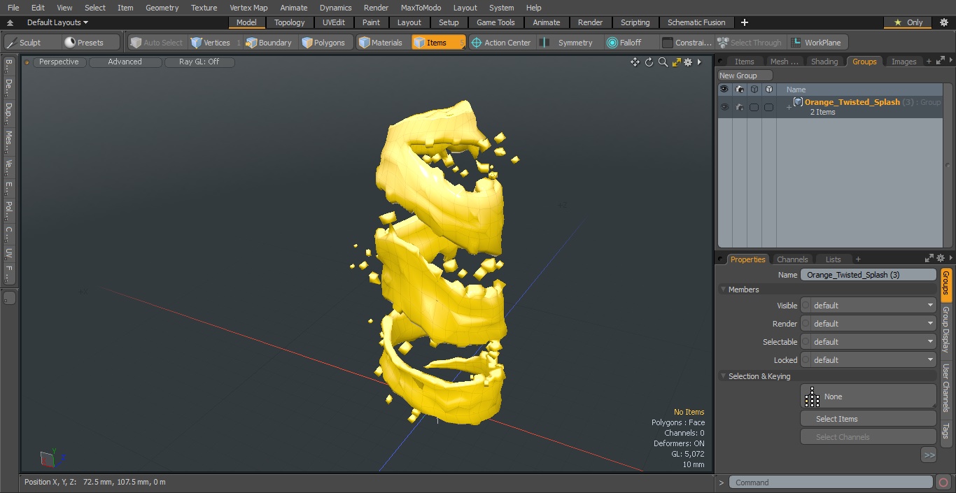 3D Orange Twisted Splash