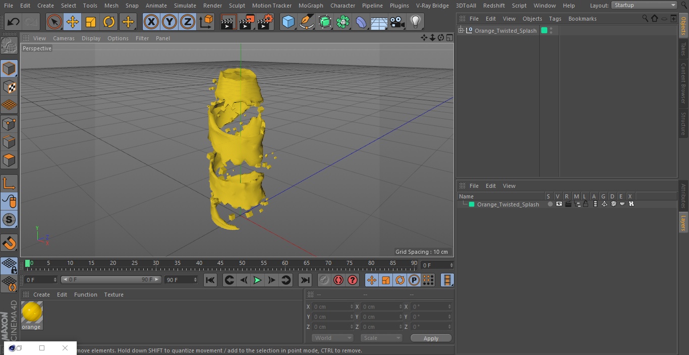 3D Orange Twisted Splash