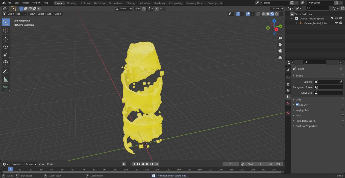3D Orange Twisted Splash