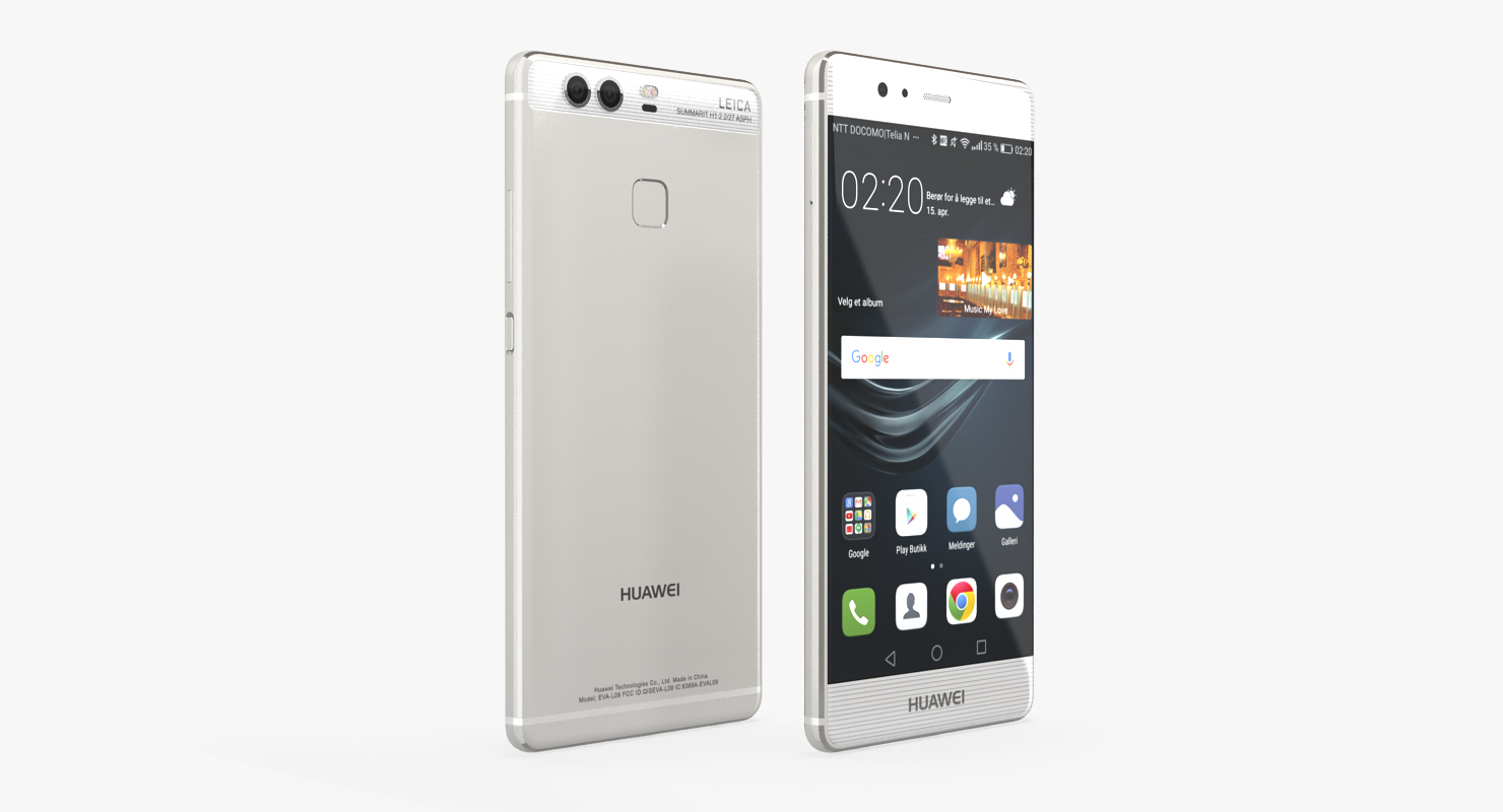 3D Huawei P9 Mystic Silver model