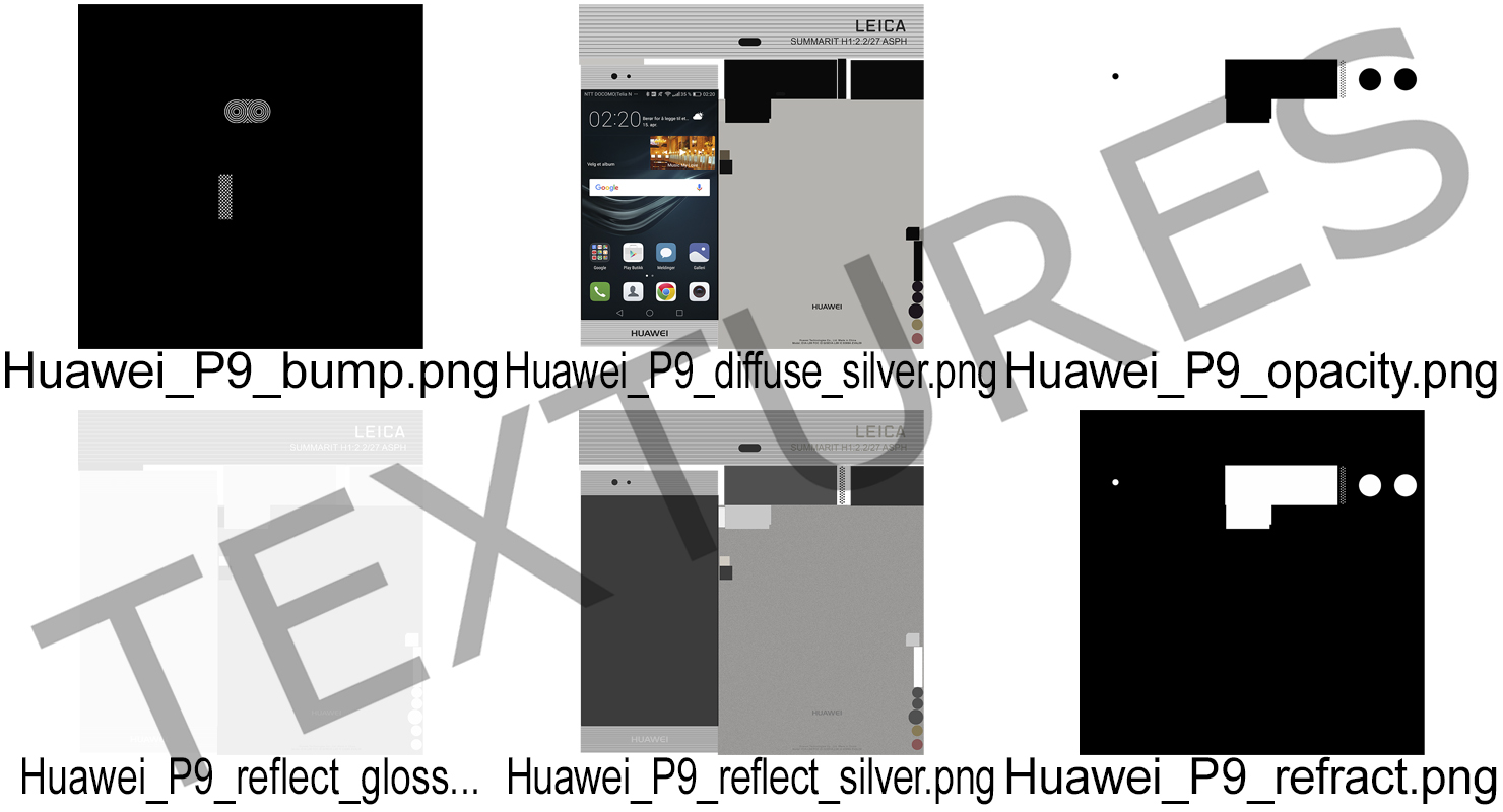 3D Huawei P9 Mystic Silver model