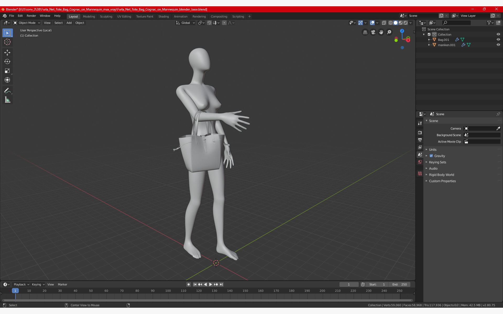 3D Leather Shopper Tote Bag Beige on Mannequin model
