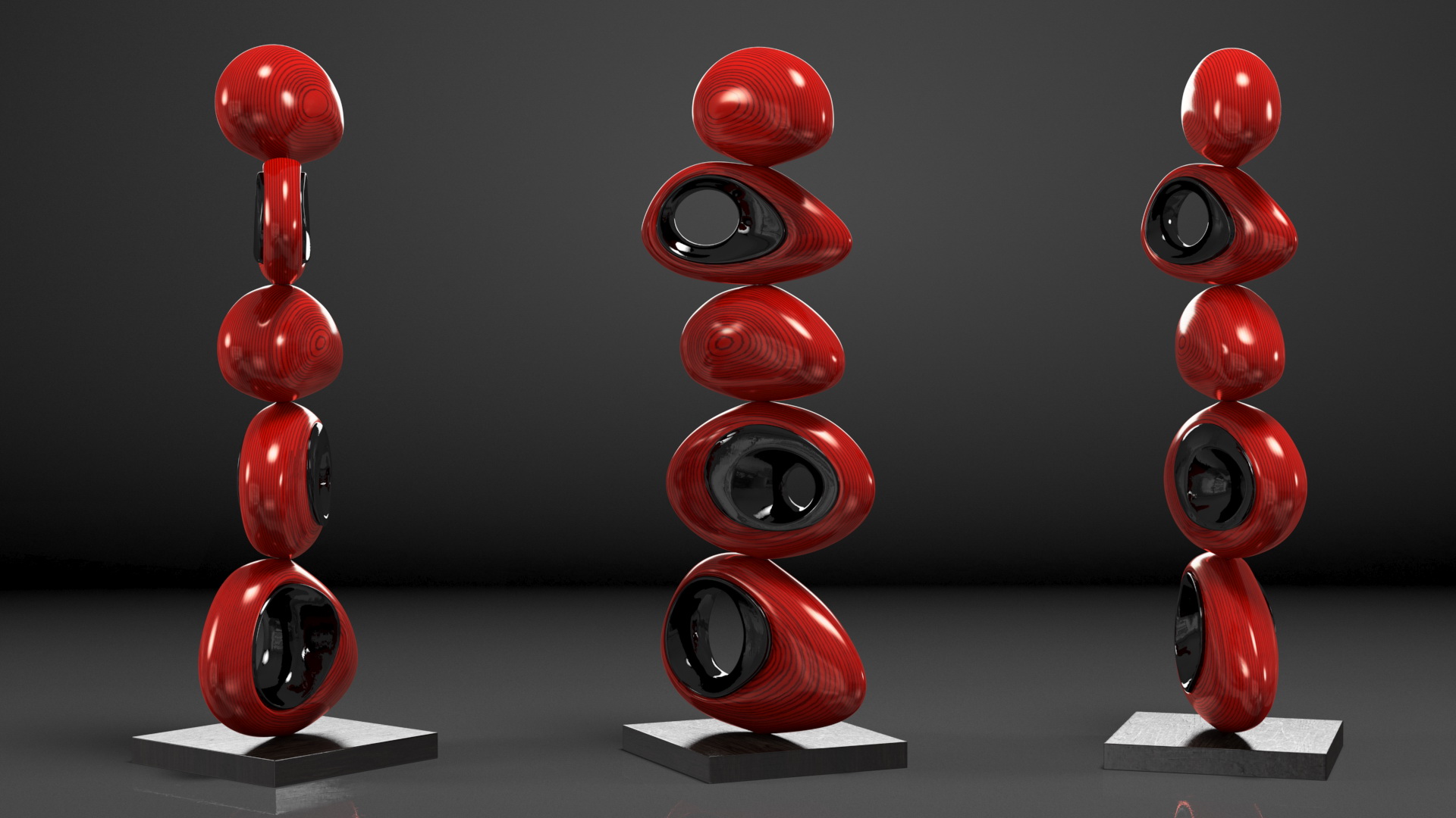 3D Floating Rock Decor Sculpture Red model