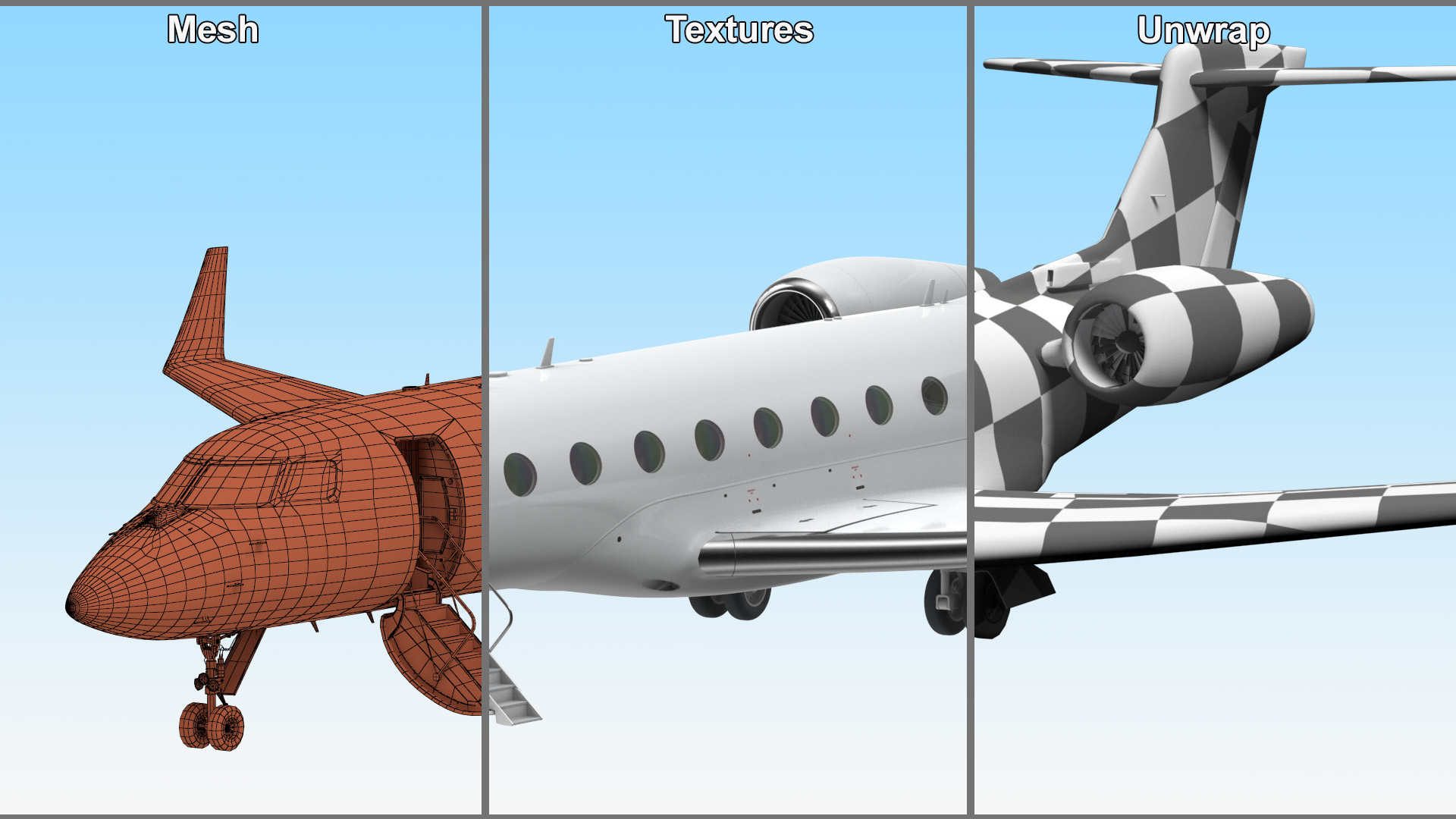 Large Private Jet Rigged 3D model