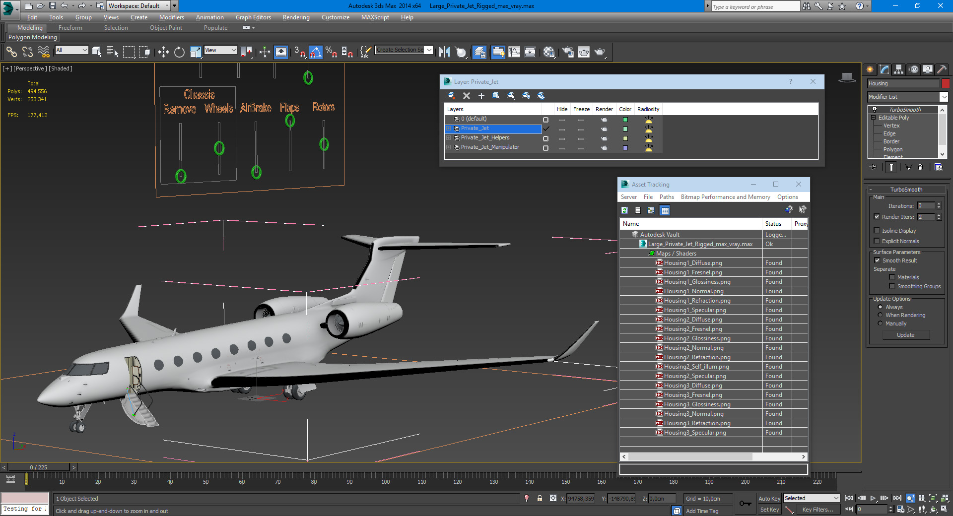 Large Private Jet Rigged 3D model