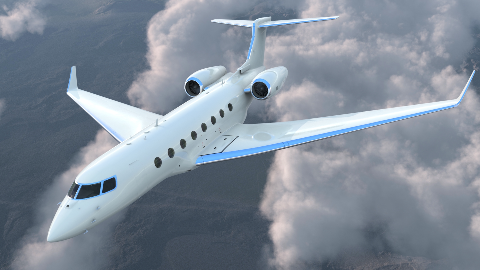 Large Private Jet Rigged 3D model