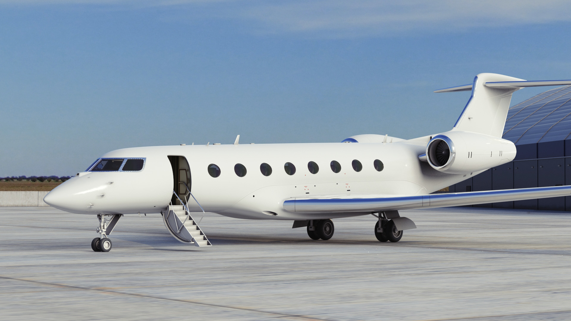 Large Private Jet Rigged 3D model
