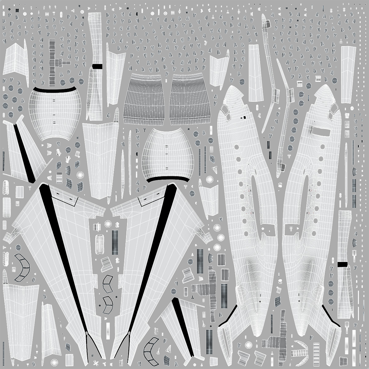 Large Private Jet Rigged 3D model