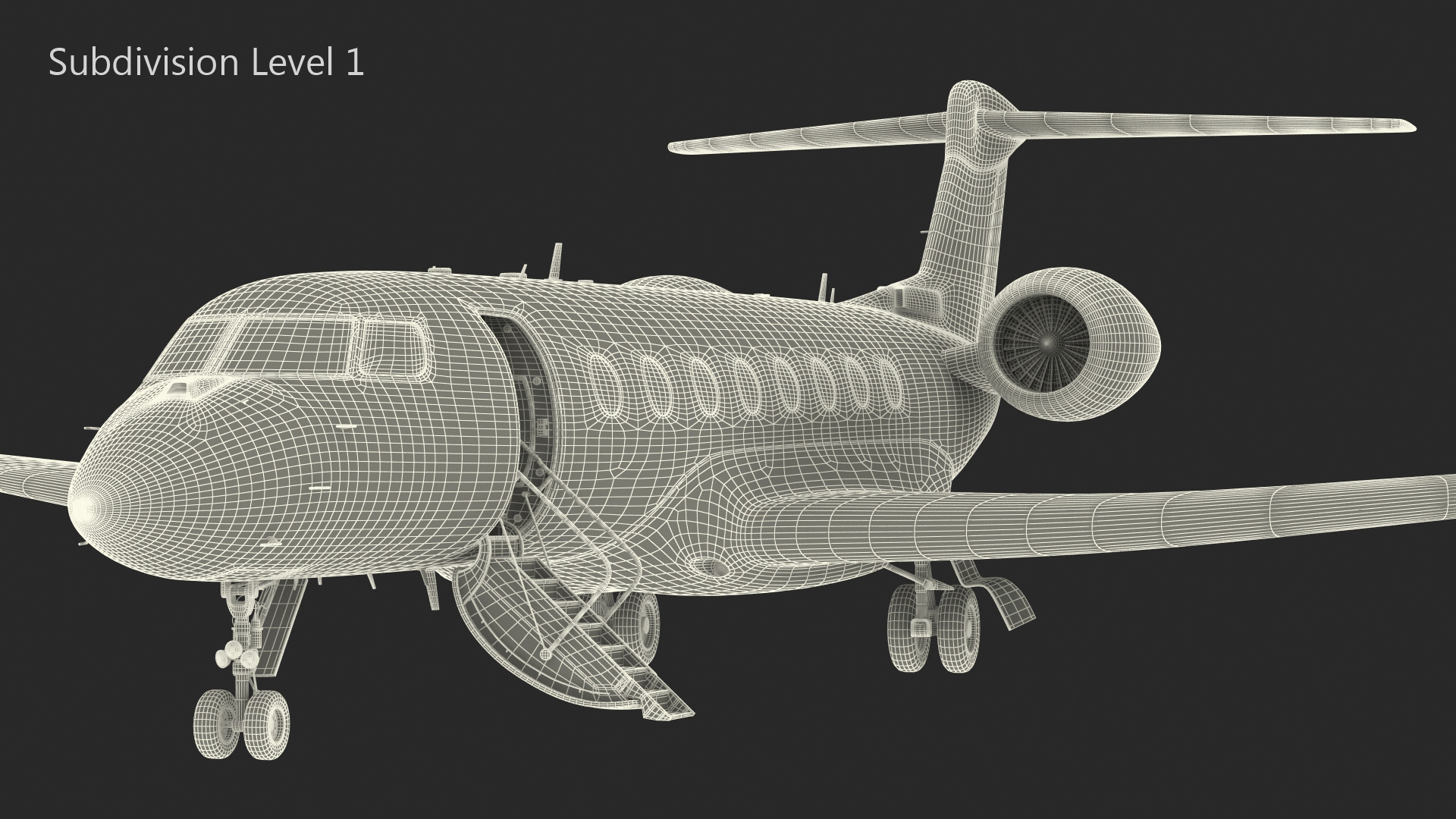 Large Private Jet Rigged 3D model