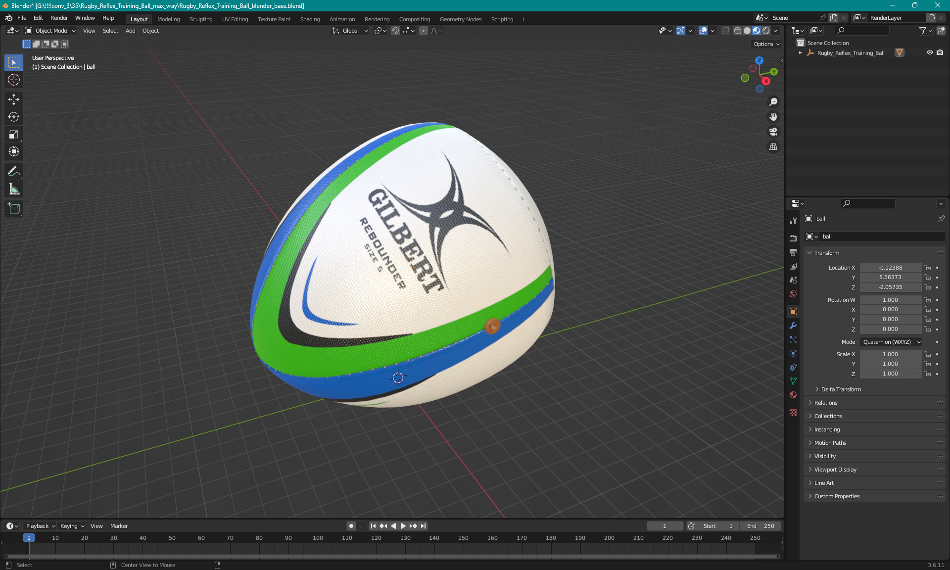 3D Rugby Reflex Training Ball