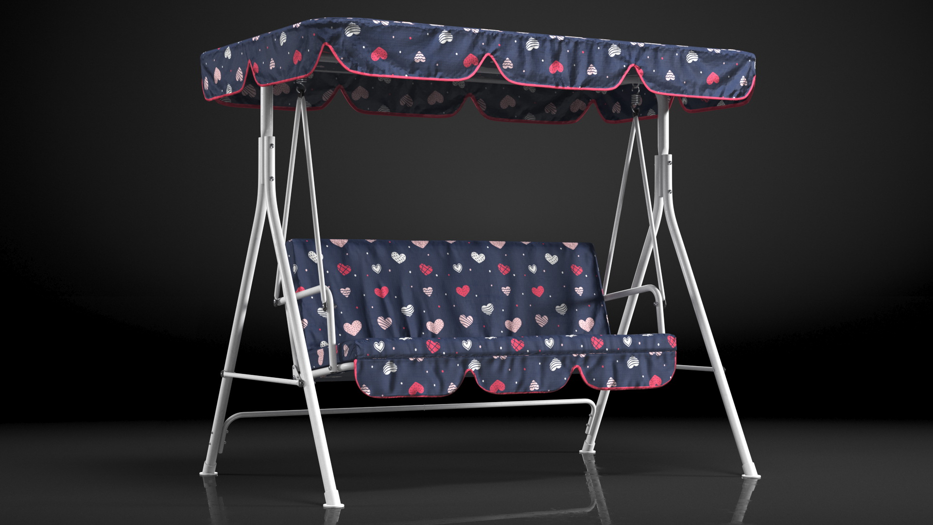 3D Porch Swing Blue Hearts model