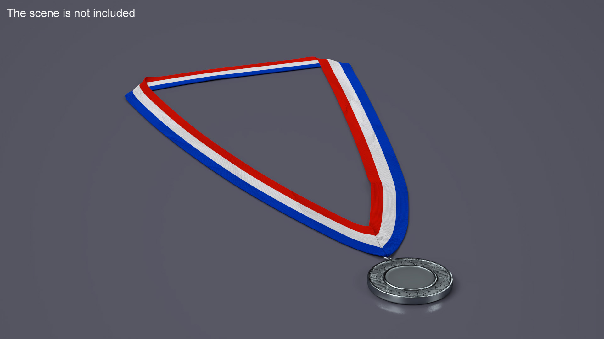 3D model Silver Award Medal with Ribbon