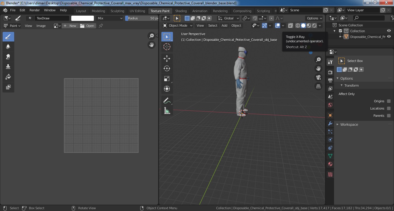 Disposable Chemical Protective Coverall 3D model