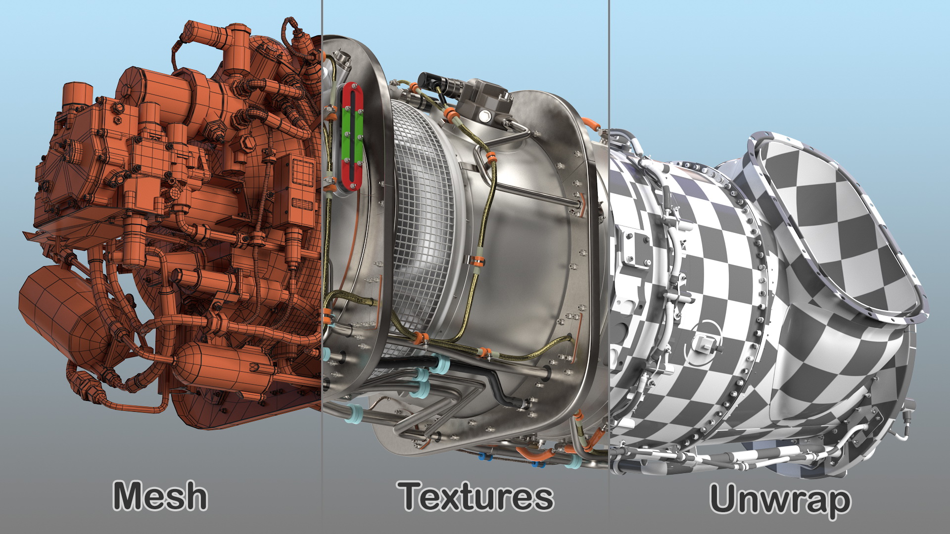 3D model Pratt and Whitney PT6C Turboshaft Engine