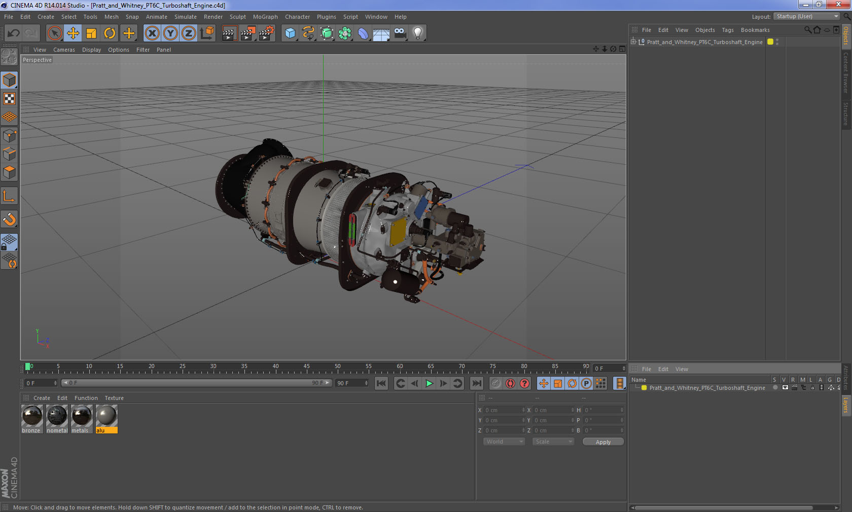 3D model Pratt and Whitney PT6C Turboshaft Engine