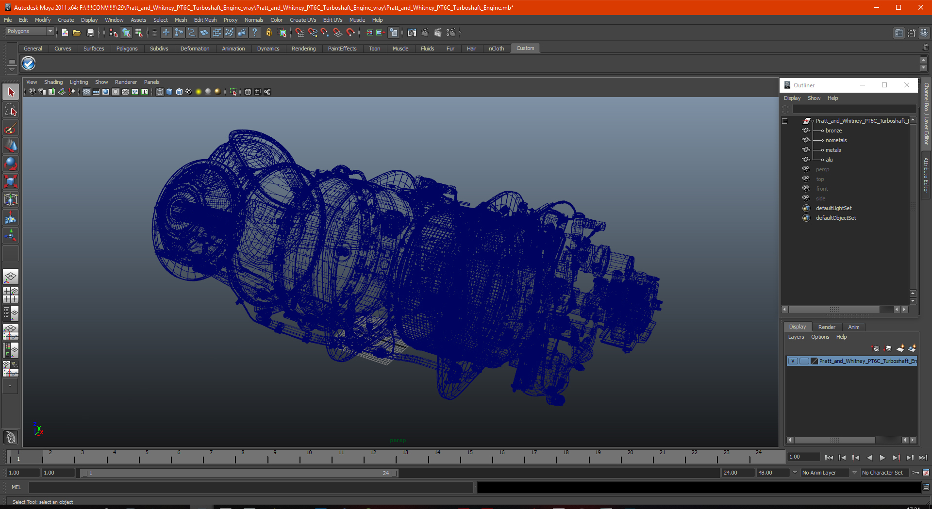 3D model Pratt and Whitney PT6C Turboshaft Engine