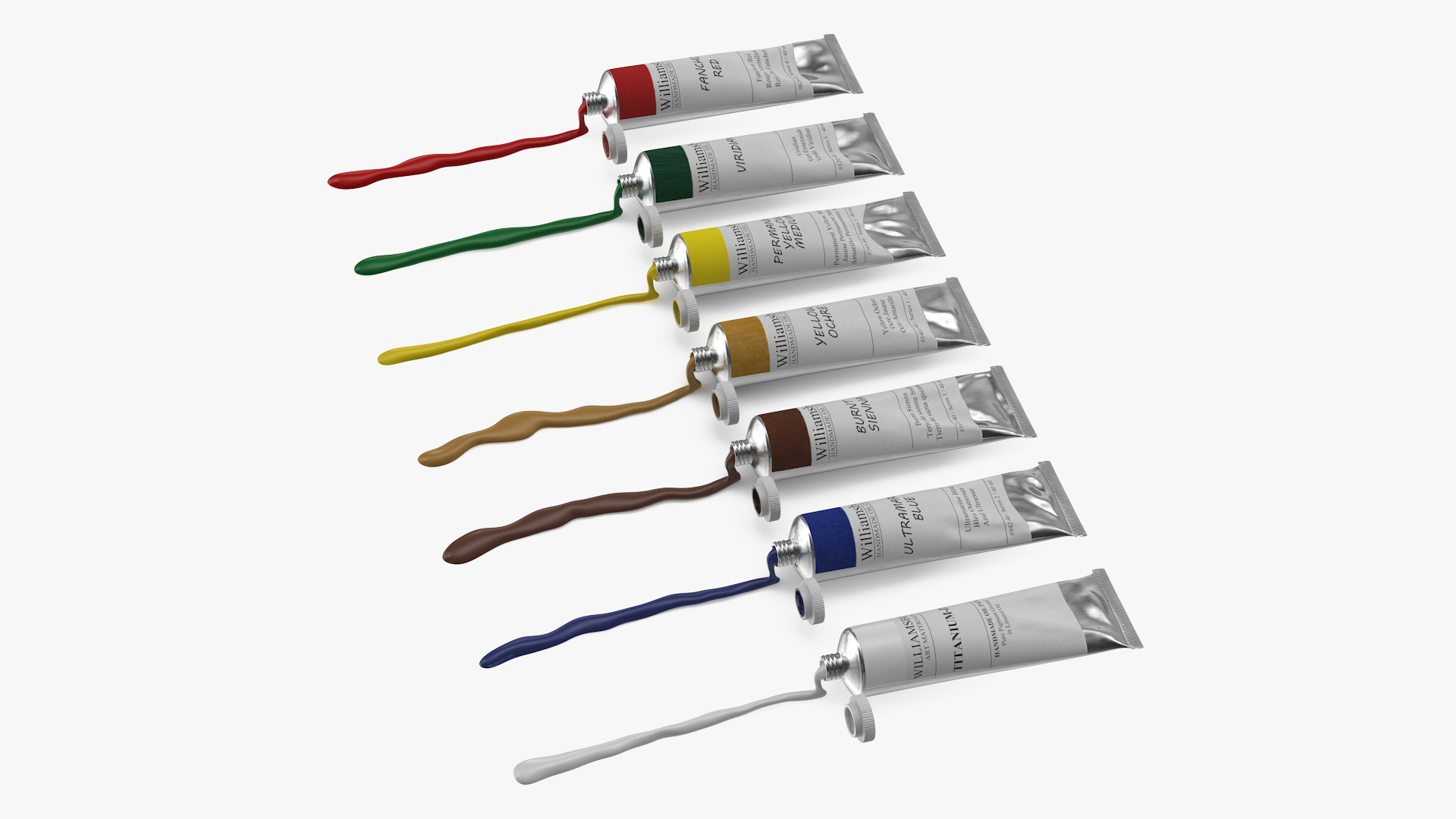 Williamsburg Row of Squeezed Oil Paint Tubes 3D model