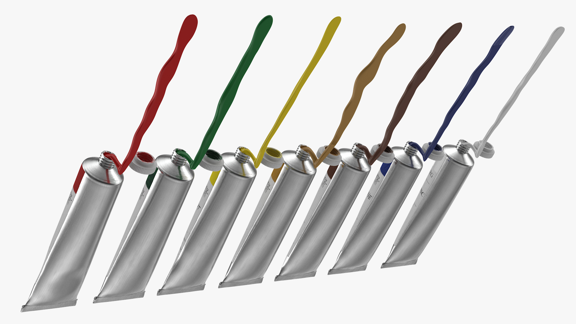 Williamsburg Row of Squeezed Oil Paint Tubes 3D model