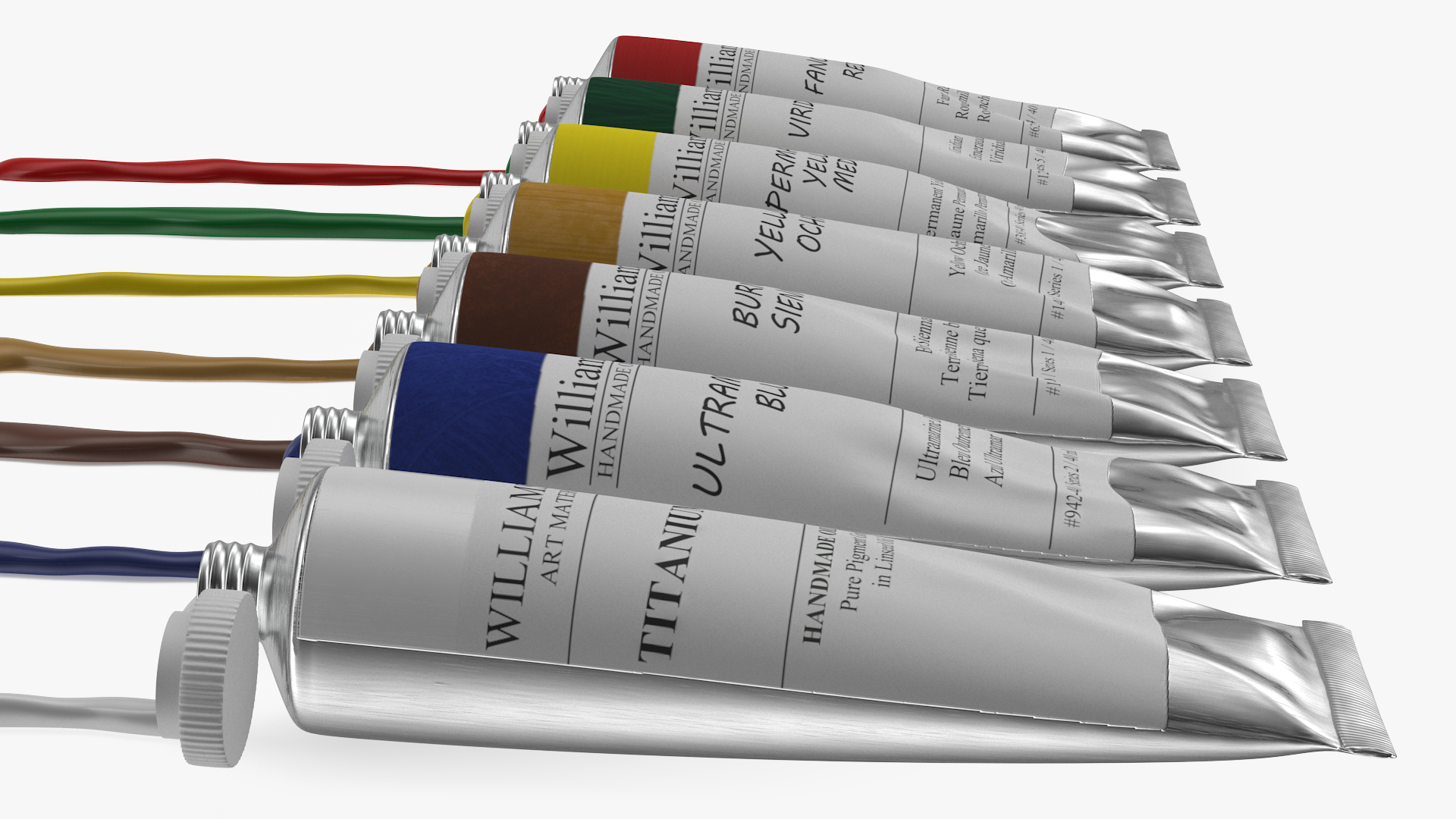 Williamsburg Row of Squeezed Oil Paint Tubes 3D model