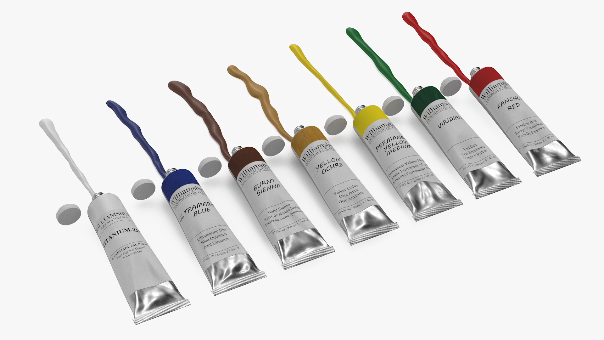 Williamsburg Row of Squeezed Oil Paint Tubes 3D model