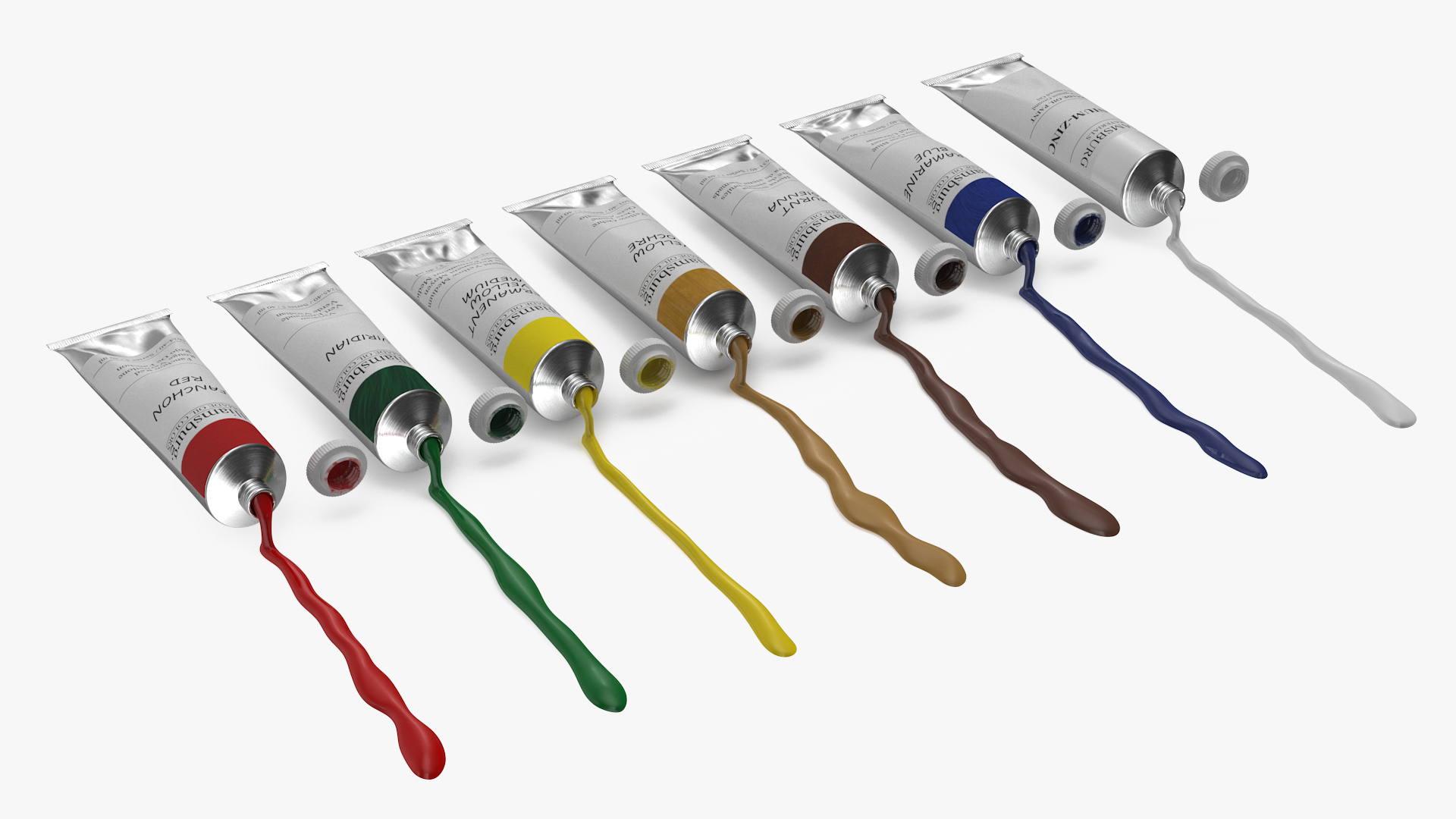 Williamsburg Row of Squeezed Oil Paint Tubes 3D model