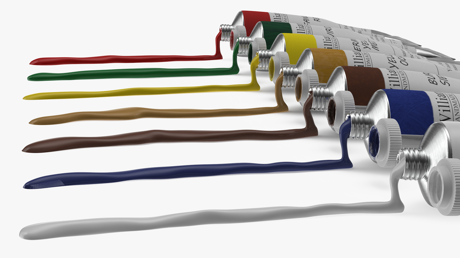 Williamsburg Row of Squeezed Oil Paint Tubes 3D model