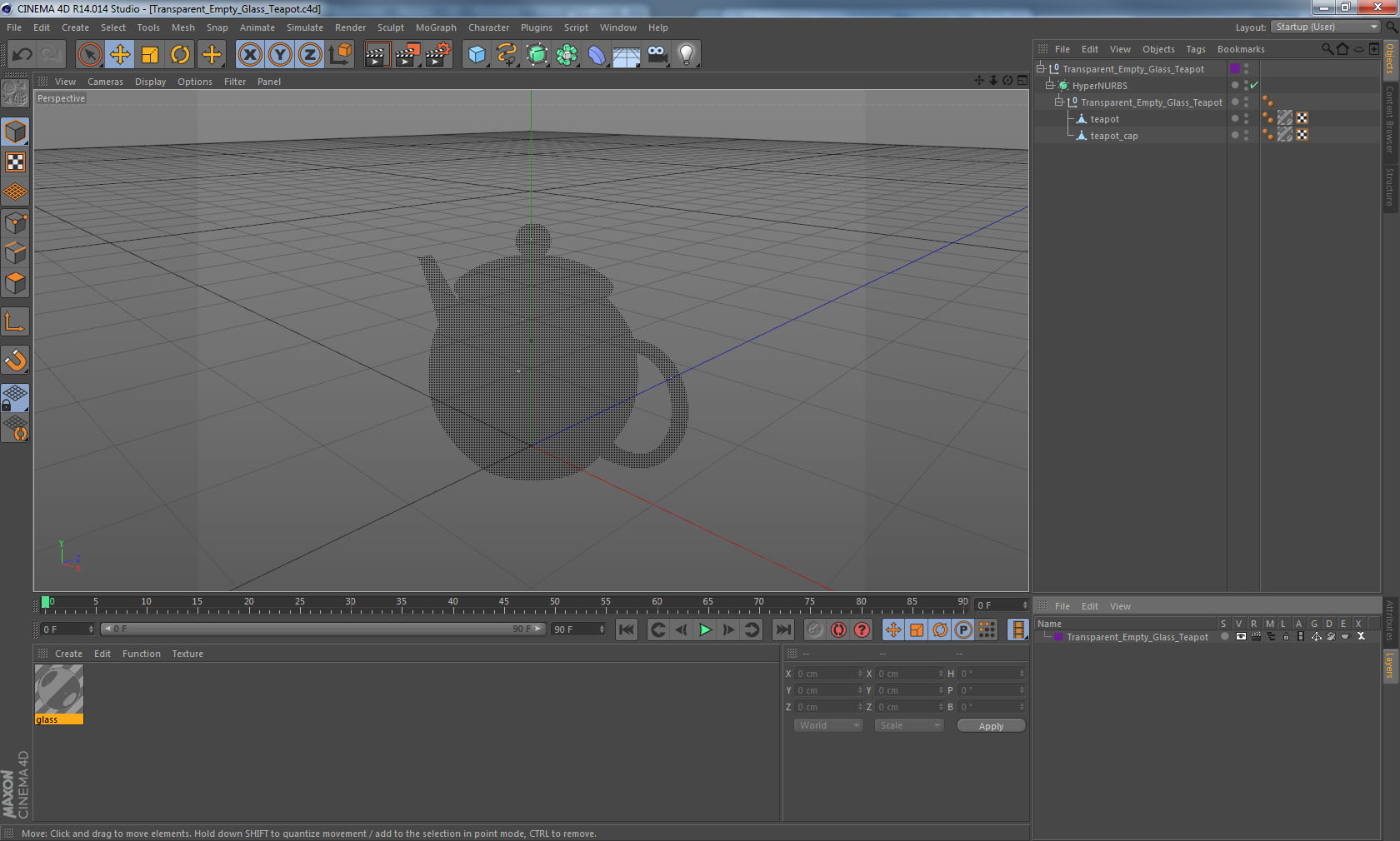 3D model Transparent Empty Glass Teapot
