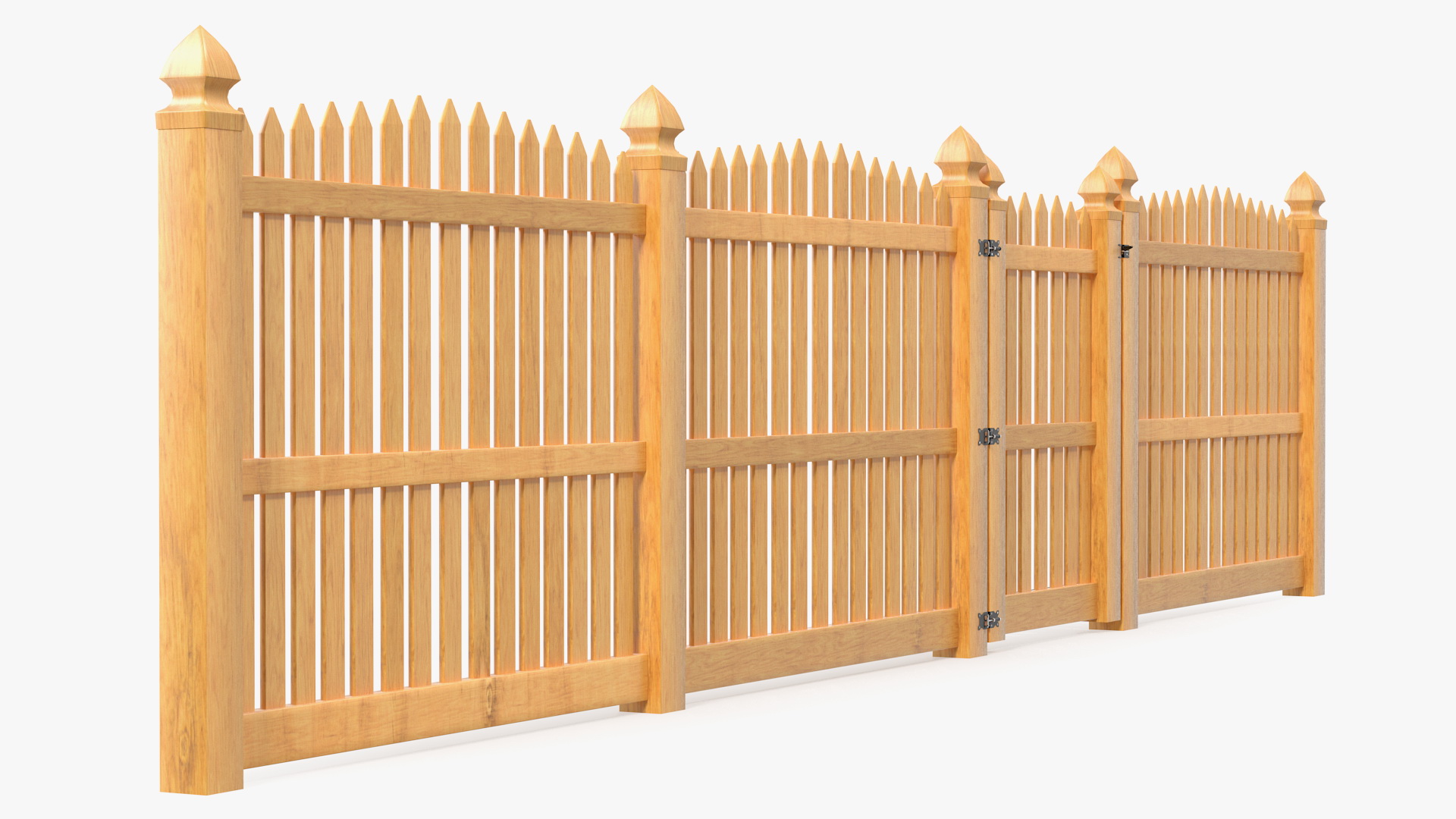 Traditional Fencing Palisade Pointed Pales 3D