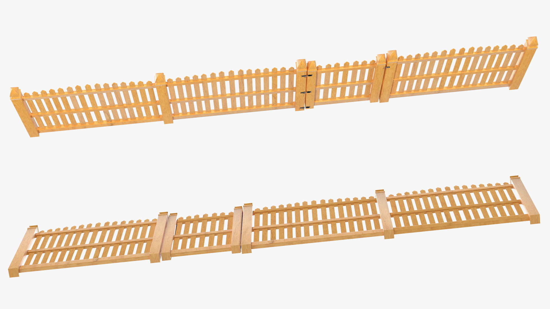 Traditional Fencing Palisade Pointed Pales 3D