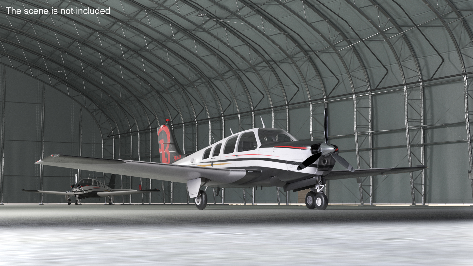3D Beechcraft Bonanza Airplanes in Hangar model