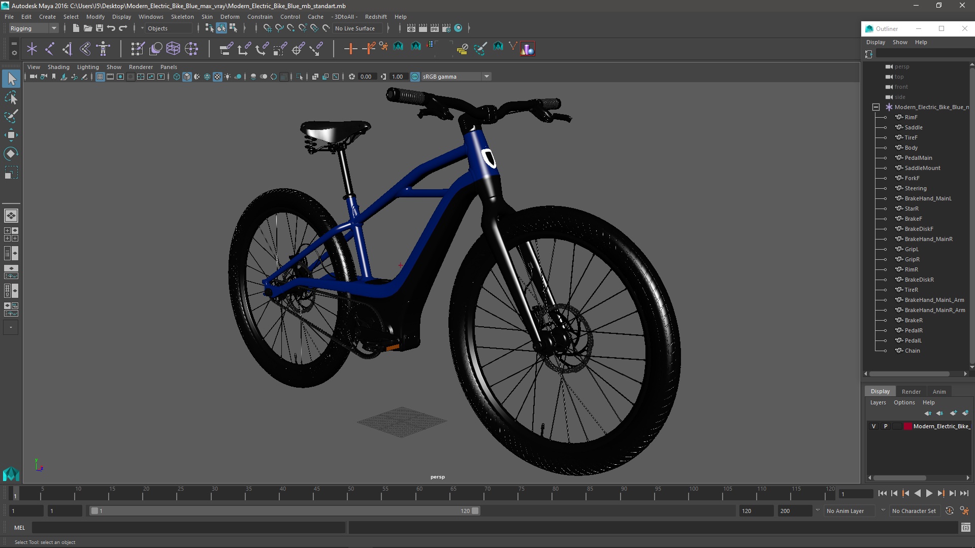 3D model Modern Electric Bike Blue